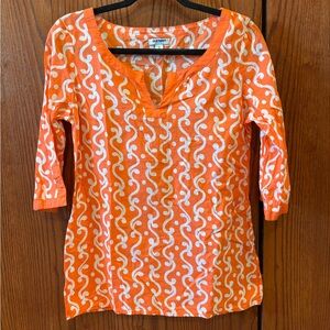 Old Navy Orange and White Swirl Blouse